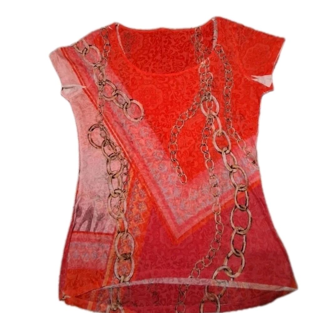 "3 For $30" Vibrant Chain Print Short Sleeve Top